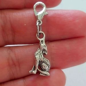 wolf howling planner charm celtic clipon silver